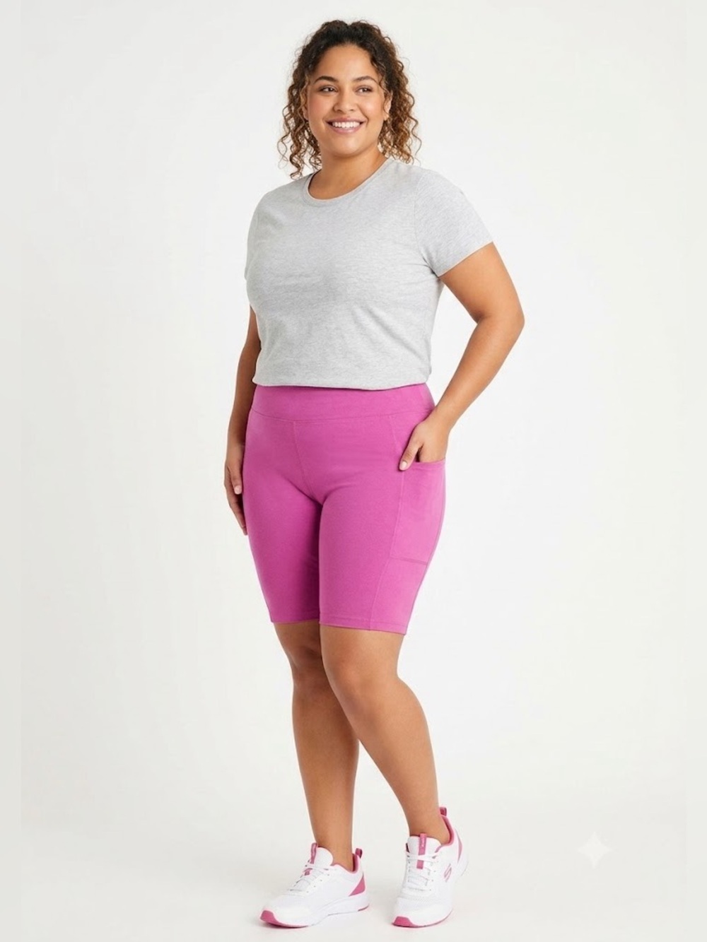 Terra & Sky Women’s Plus Size Fuchsia Pink Bike Shorts